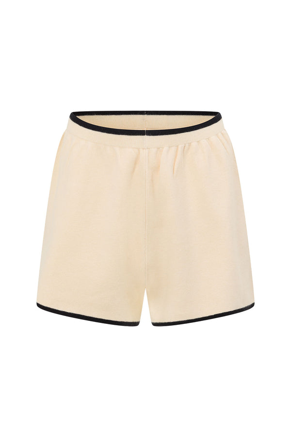 Cream Elastic High Waist Adelia Shorts