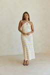 Yellow Stripe Halter Maxi Bexley Dress
