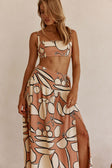 Orange Barrosa Print Strappy Cropped Tahaa Top