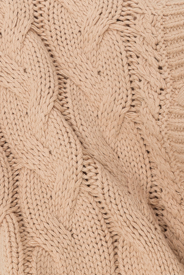 Tan Knit Long Sleeve Button Up Collar Addison Sweater