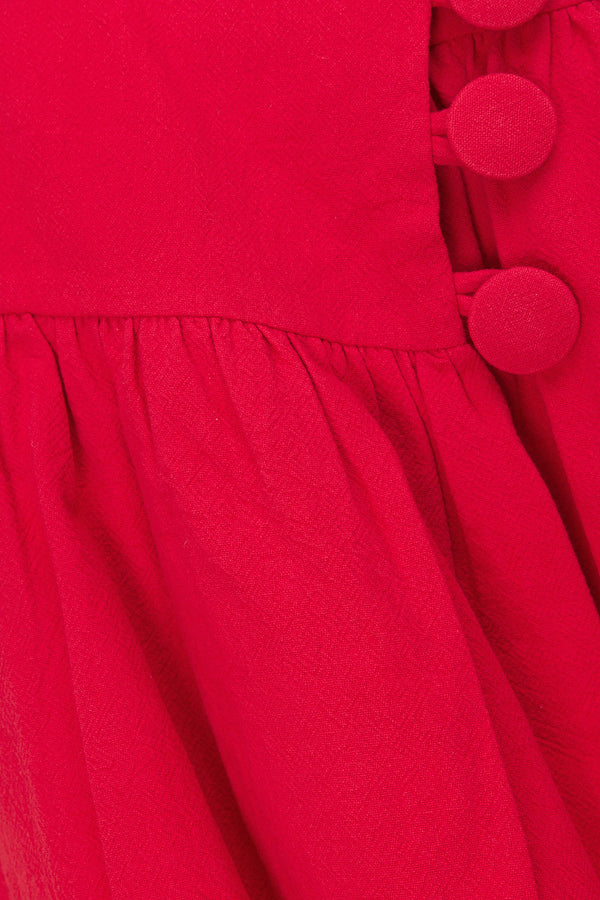 Red Button Up Mini Alfresco Dress