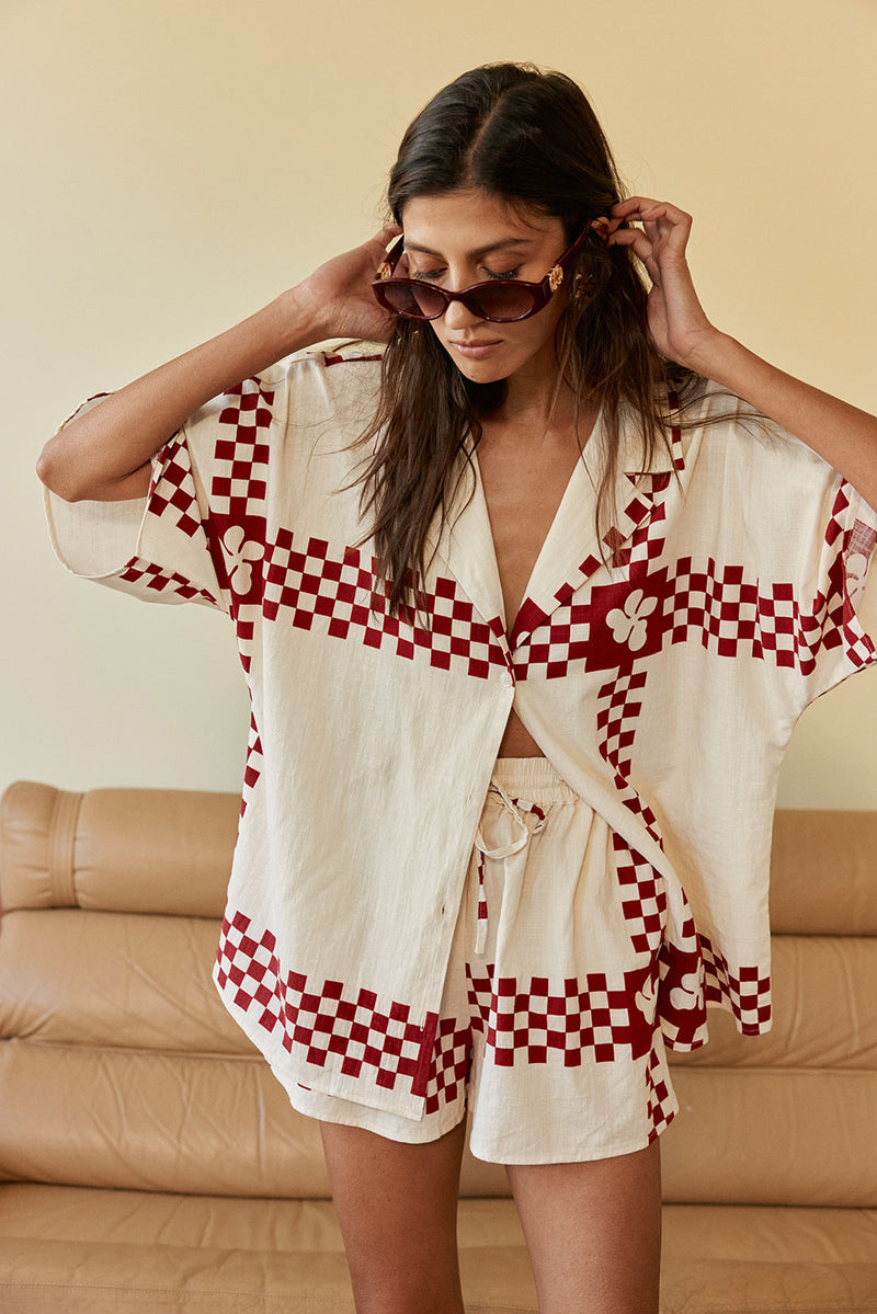 Seona Top - Checker Plaid