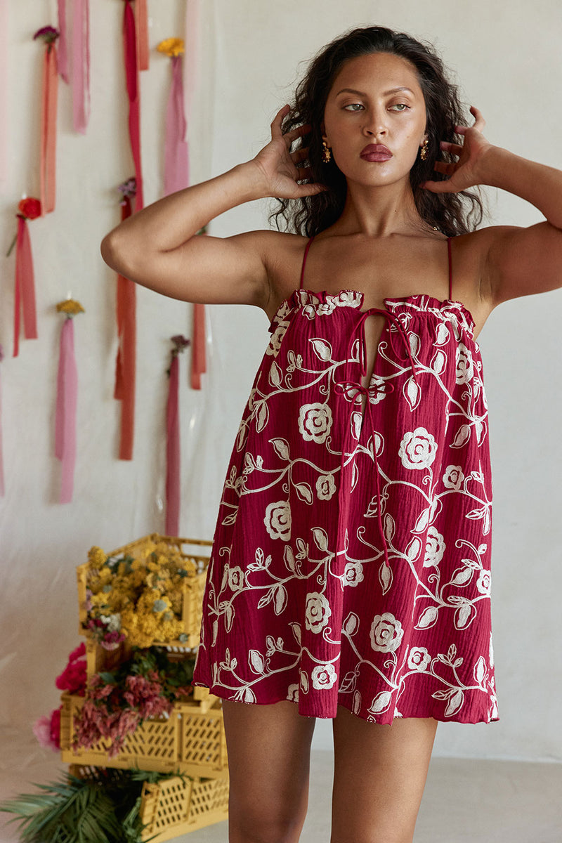 green emerald velvet dress 'Indigo Blooms' 100% Cotton Maxi Dress main image 0