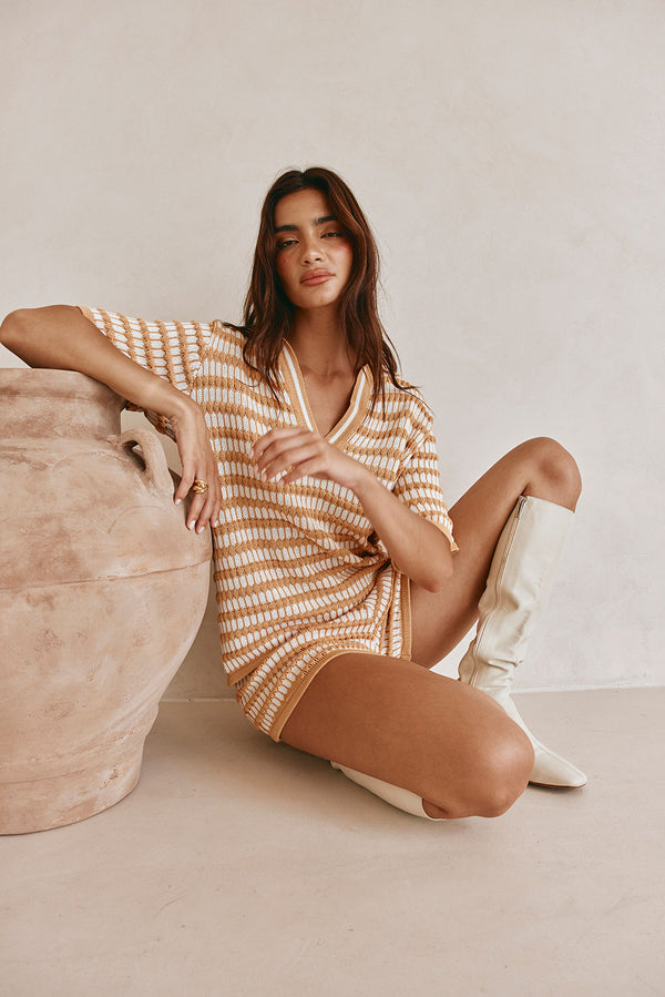 Orange Knit Elastic Josie Shorts