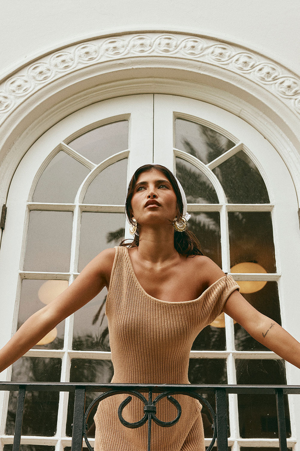 Tan Knit Off Shoulder Sienna Top