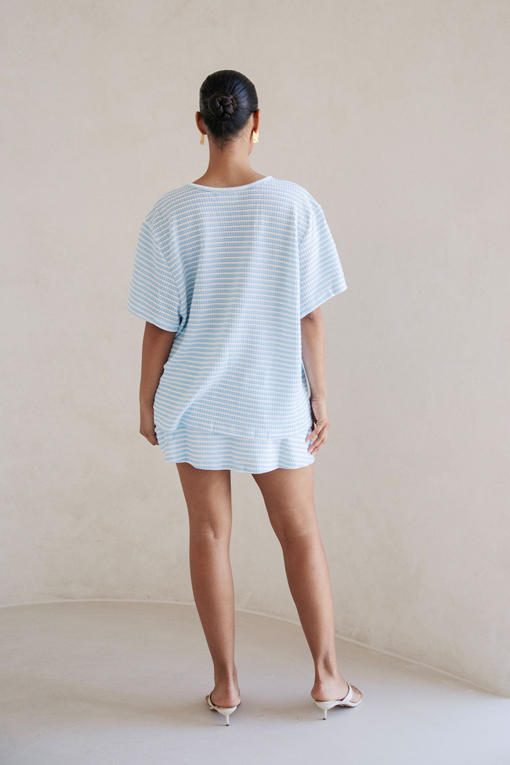 Cassie Button Up Top - Blue White