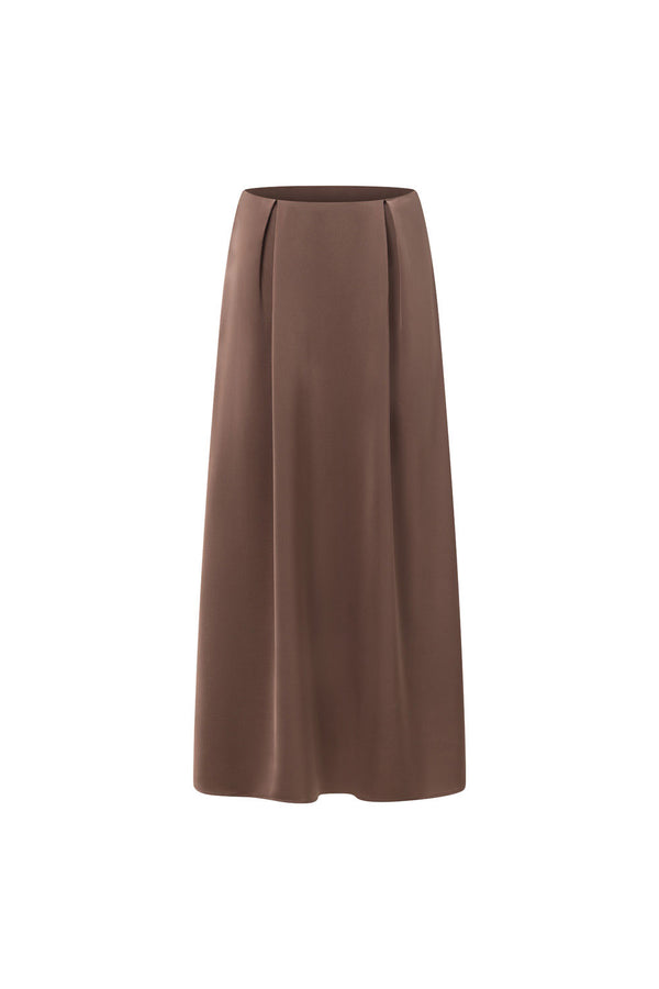 Chocolate Brown Pleated Maxi Hailey Skirt