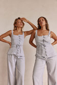 Blue Button Khaleesi Top