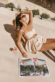Beige Cut Out Pleated Tie Sydney Top