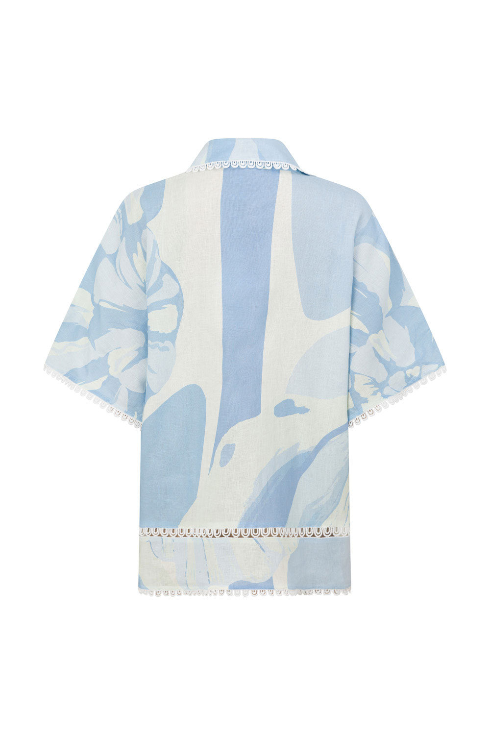 Blue Short Sleeve Button Up Collar Isabella Shirt