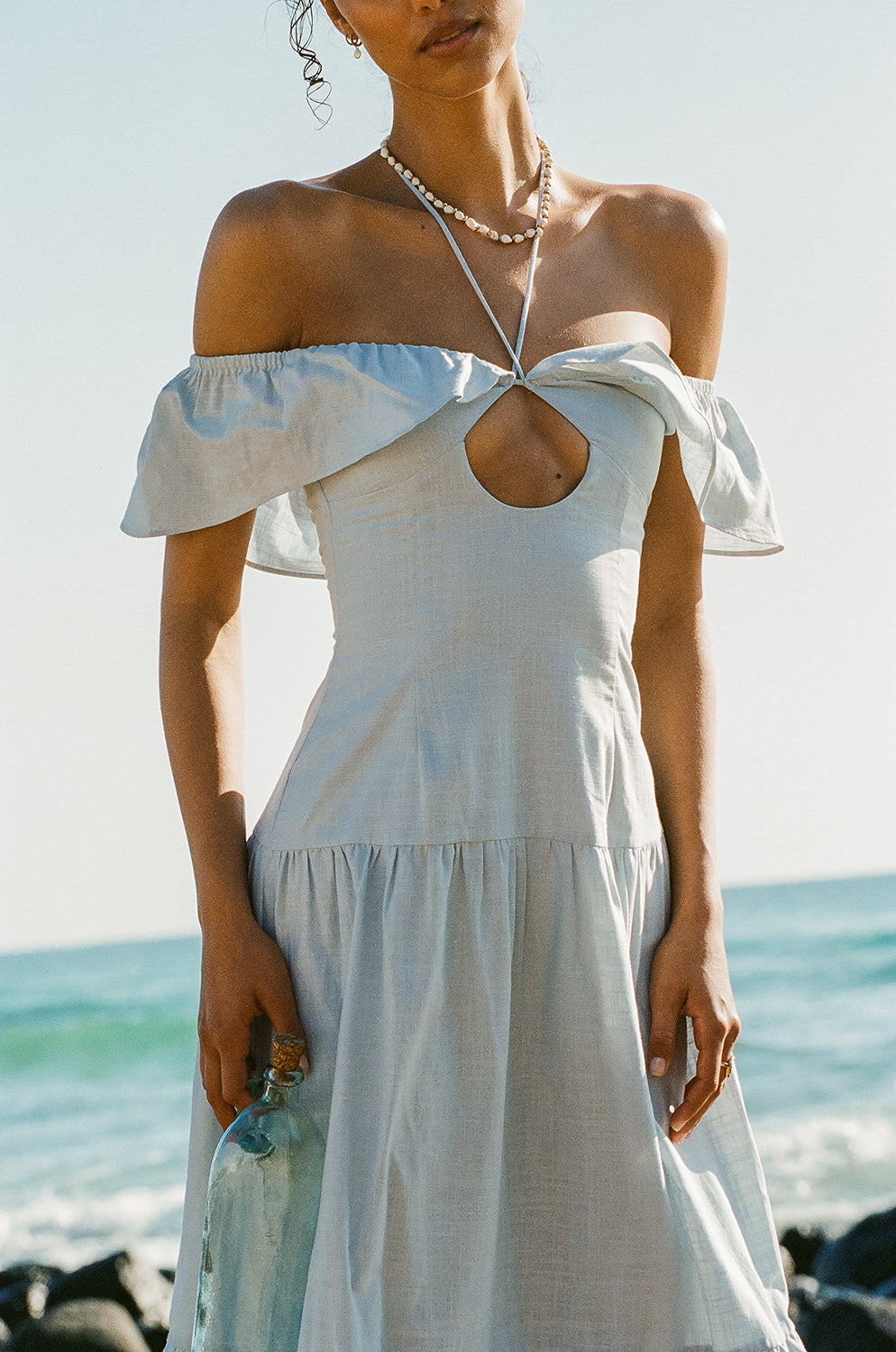 SAMPLE-Adorne Midi Dress - Blue