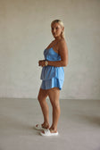 Blue Thin Strap Ruched Detail Octavia Top