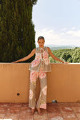 Fiori Green Floral Print Drawstring Malani Pants