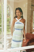 Green and Blue Stripe Knit Halter Dahlia Top