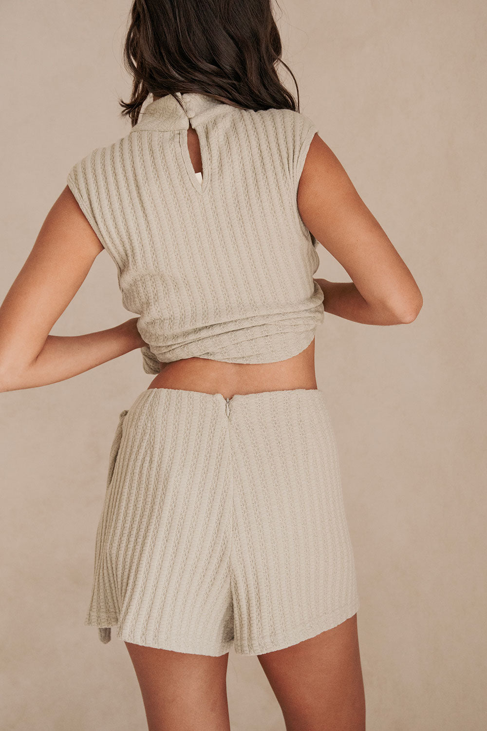 Khaki Front Tie Mini Amelia Skort