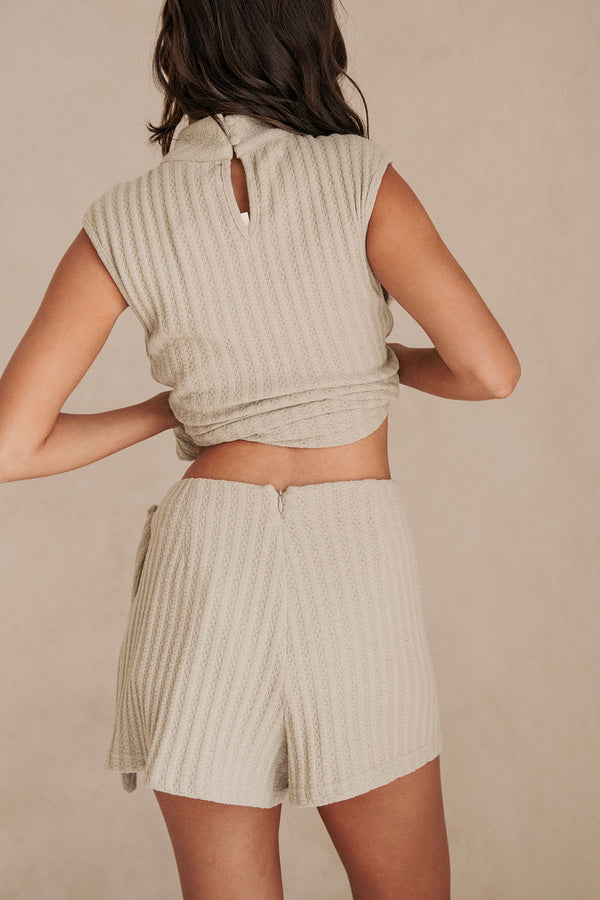 Khaki Front Tie Mini Amelia Skort