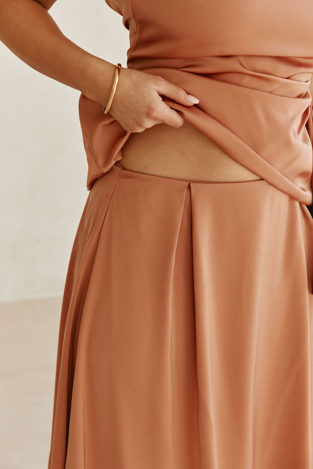 Coral Pleated Maxi Hailey Skirt