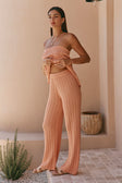 Coral Pointelle Knit High Waist Athena Pants
