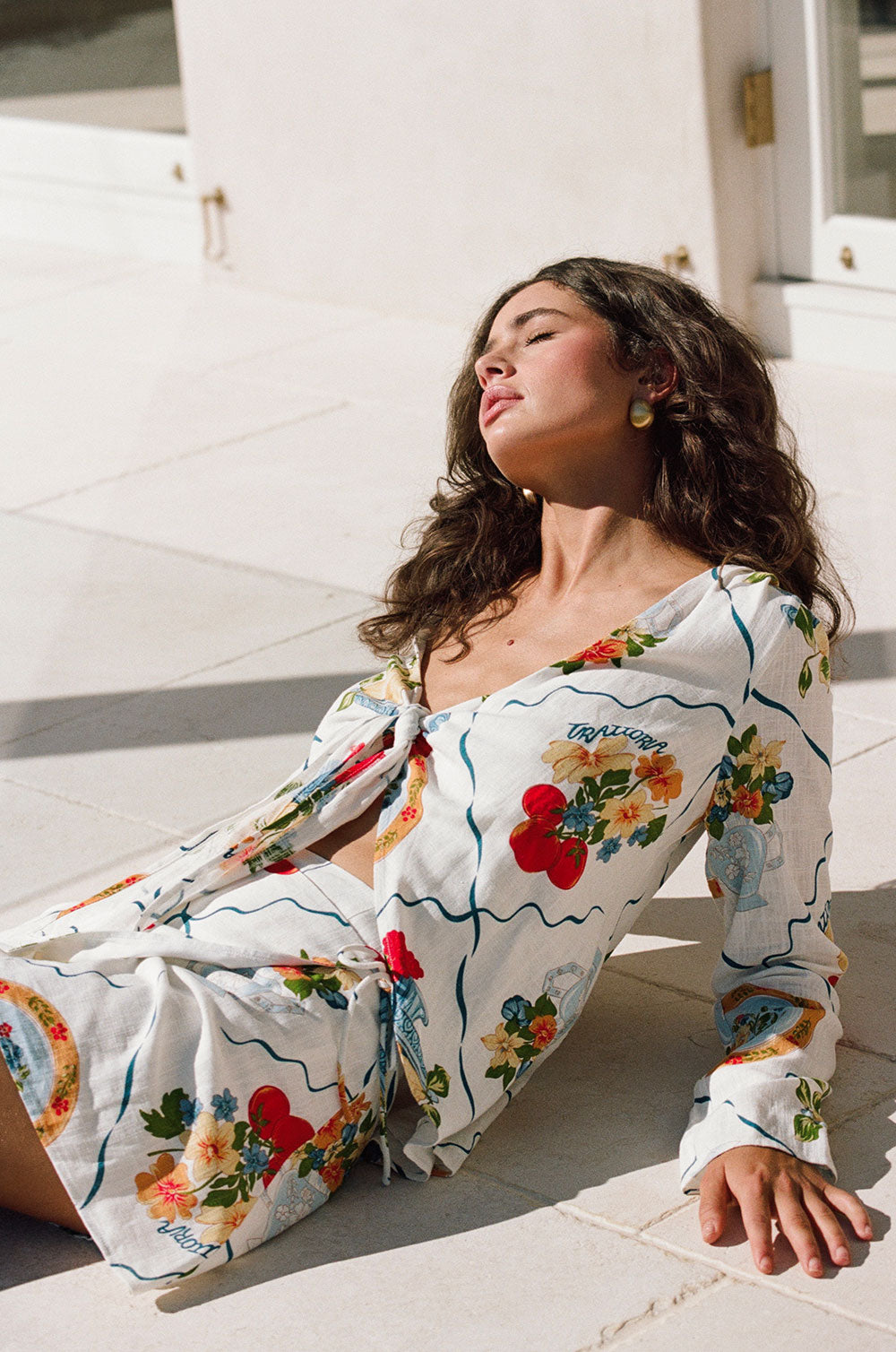 White Trattoria Print Wrap Mini Alessia Skirt