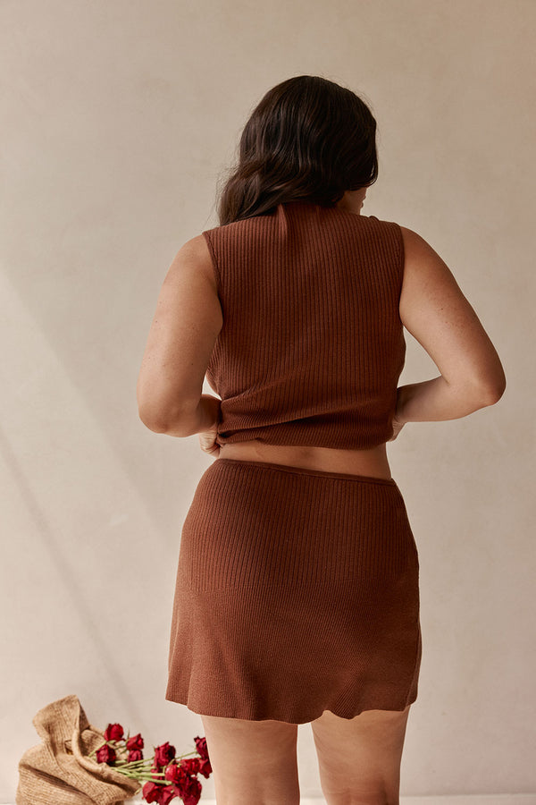 Gingerbread Brown Knit Mini Ellamay Skirt