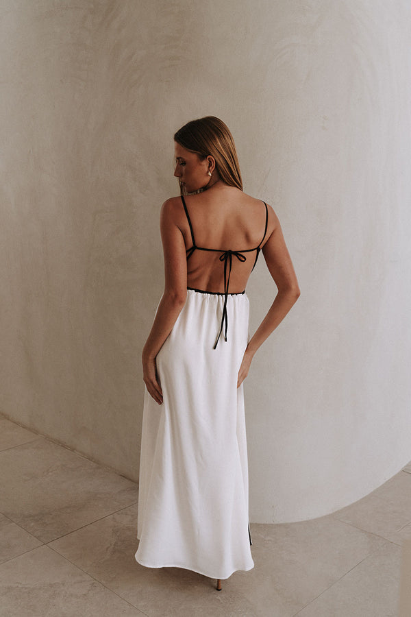 White Strappy Binding Maxi Magnolia Dress