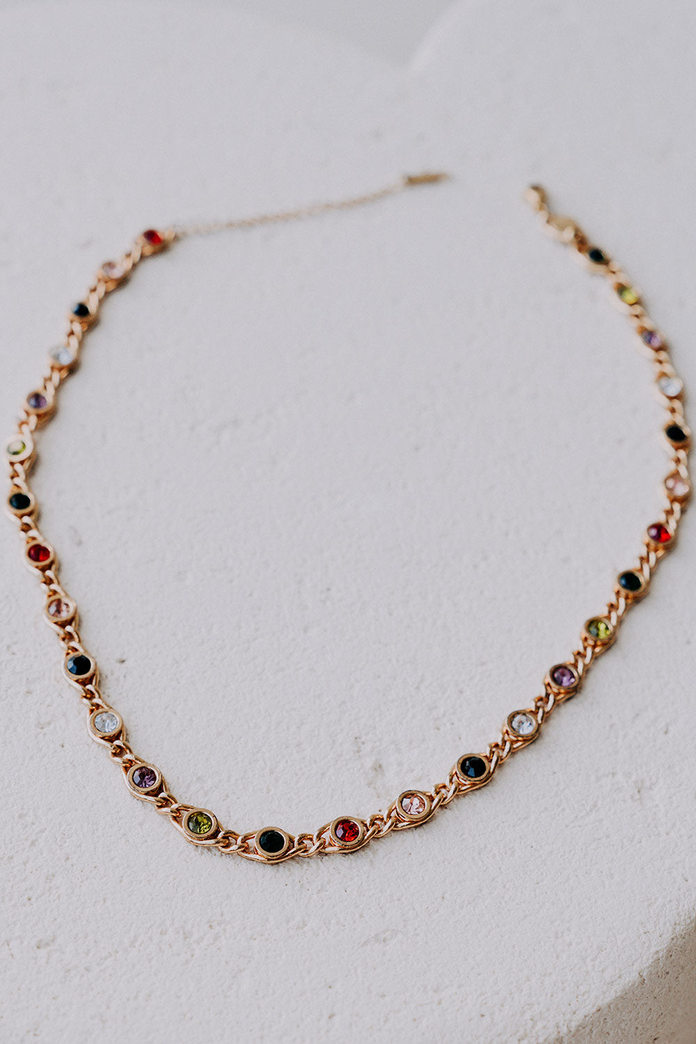 18k Gold Plated Multi-Coloured Stone Romani Necklace