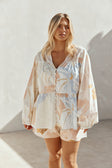 Pink Vintage Bloom Print Long Sleeve Button Up Adalyn Top