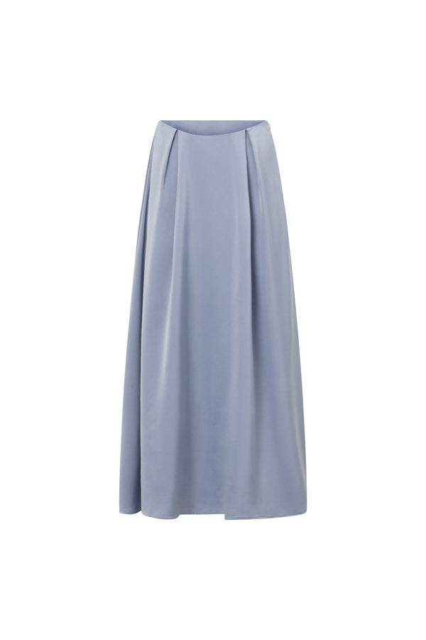 Blue High Waist Pleated Maxi Hailey Skirt