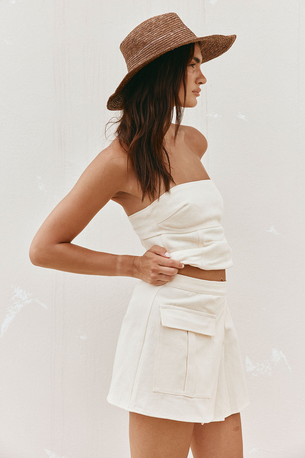 Cream High Waist Mini Zhara Skirt