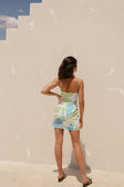 Amira Thin Strap Mini Dress - Magnolia Print, Blue, Green, White