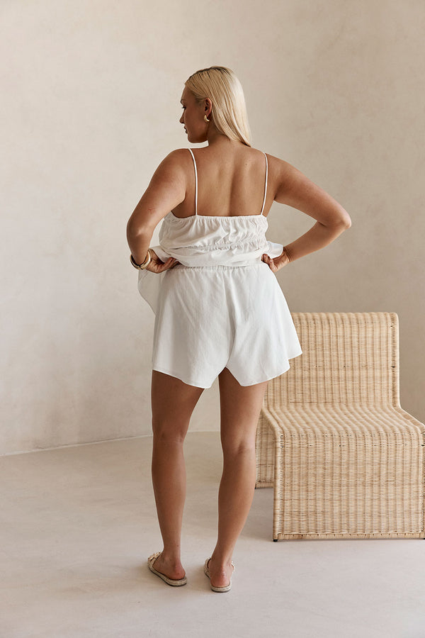 White High Waist Elastic Drawstring Octavia Shorts