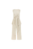 Beige Cut Out Tie Maia Jumpsuit
