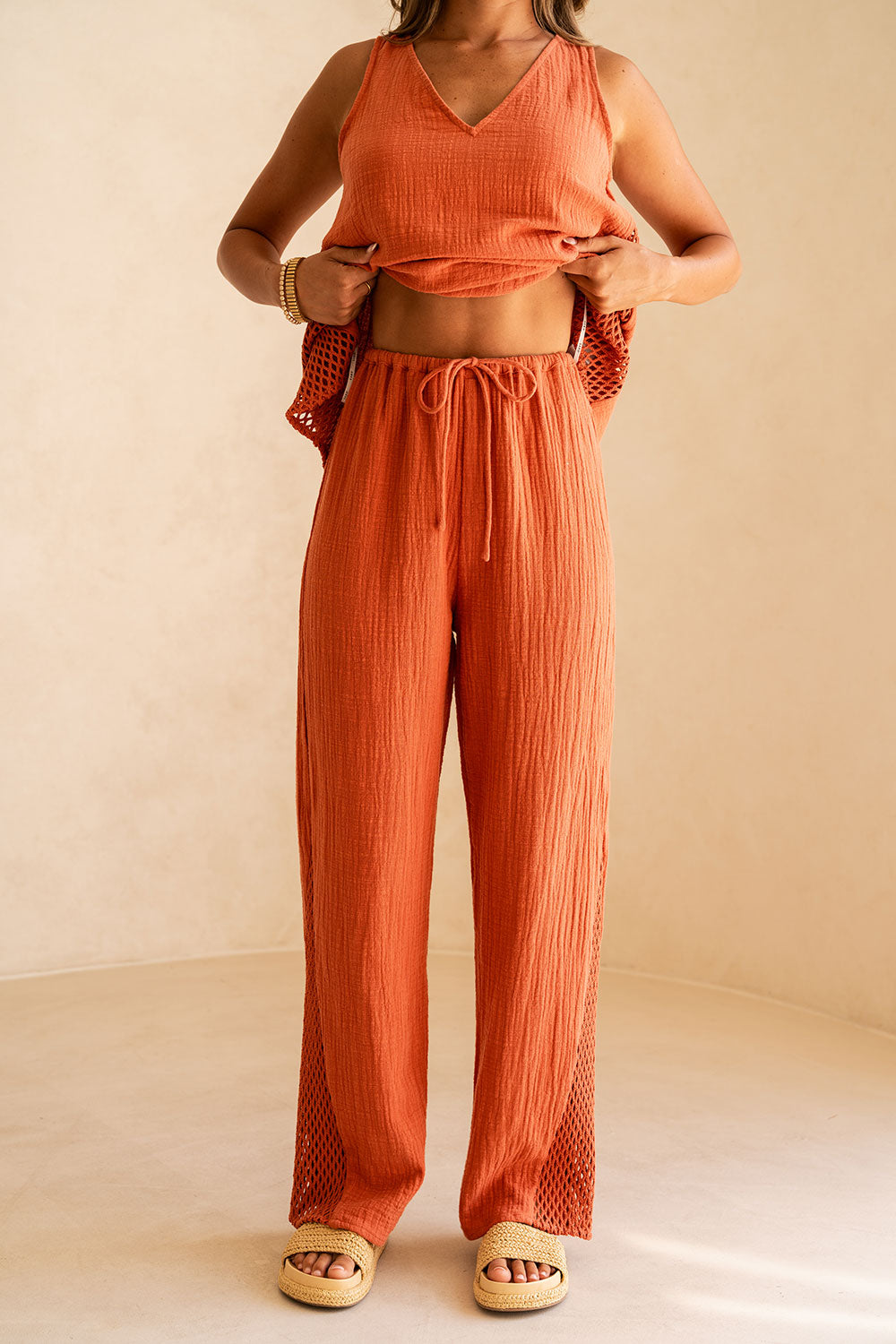 Blood Orange Elastic Drawstring Dita Pants