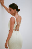SAMPLE-Jhoselle Lace Up Top - Green
