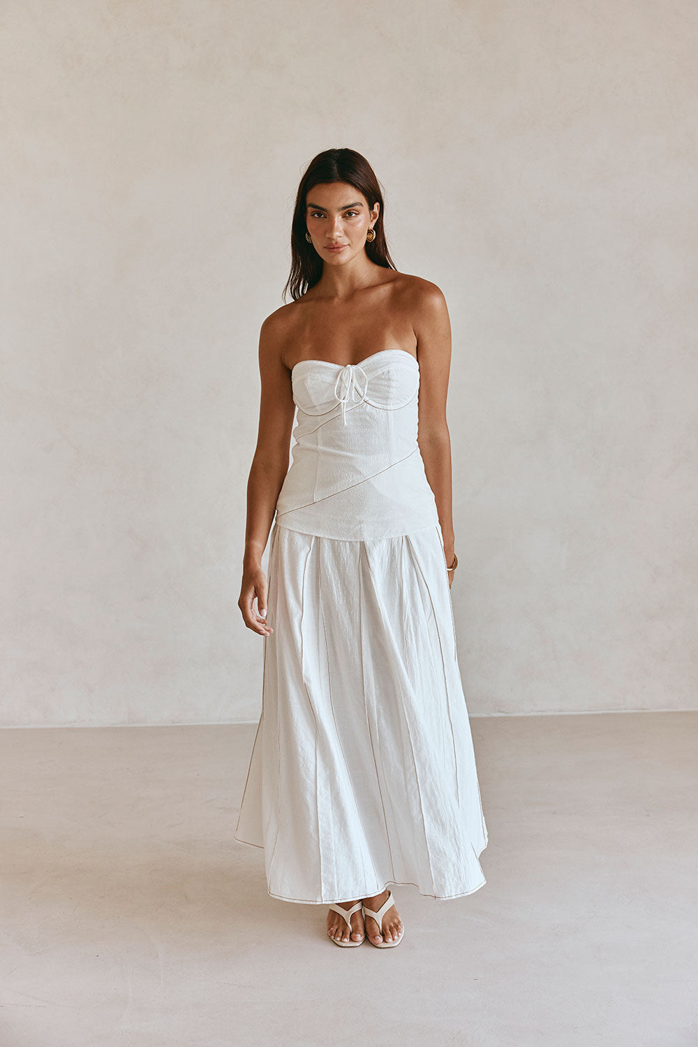 White Strapless Tie Bustier Viviana Top