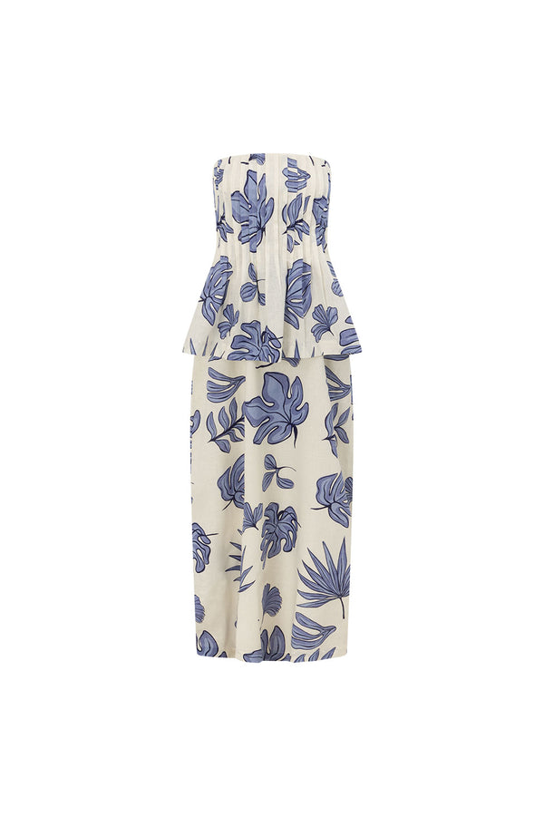 Blue Phylida Azure Print Strapless Maxi Reign Dress