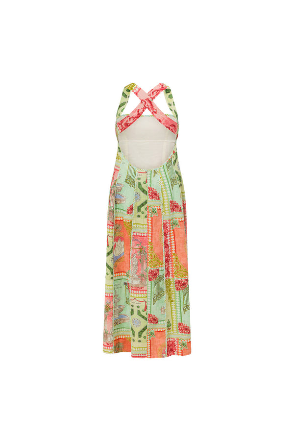 El Jardin Print Cross-Back Maxi Anita Dress