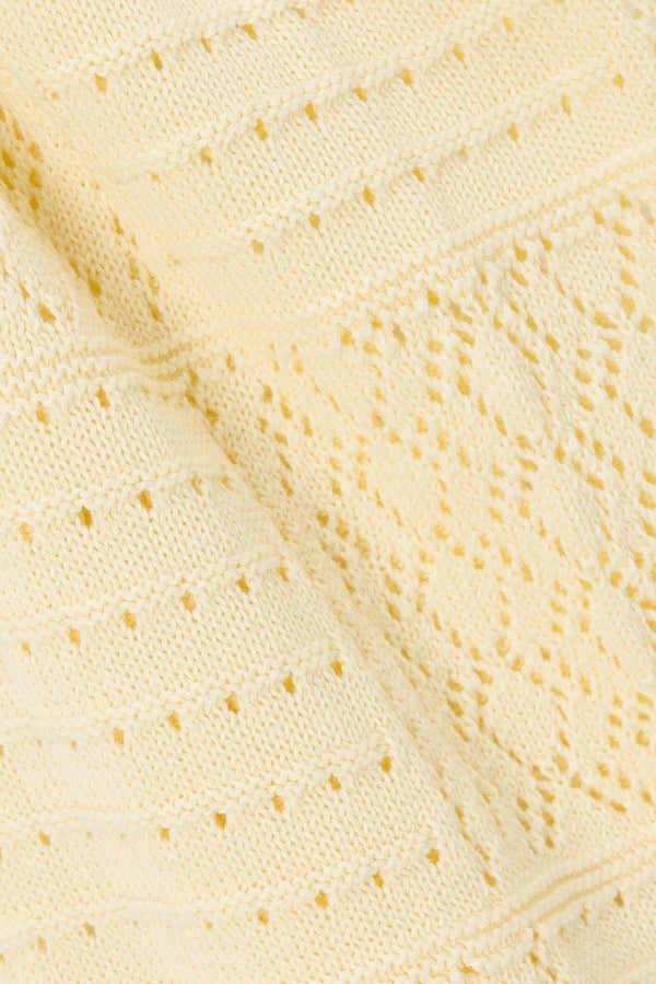 Butter Yellow Pointelle Knit High Waist Elois Pants