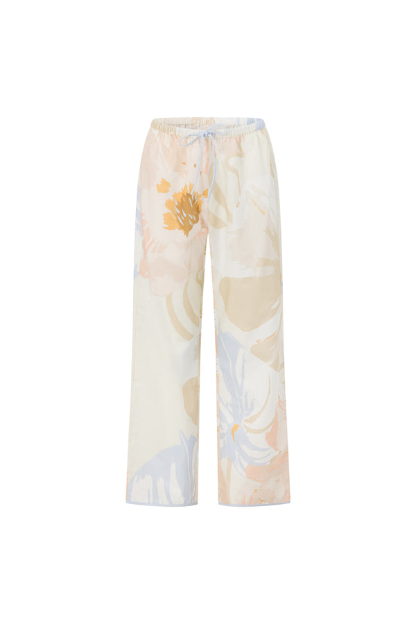 Pink Vintage Bloom Print Elastic Drawstring Oaklynn Pants