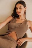 Bridget Split Knit Top - Chocolate Brown