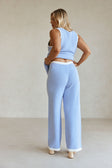 Blue and White Stripe Woven Wide Leg Billy Pants