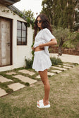 White Wave Knit Drawstring Mini Leah Skirt