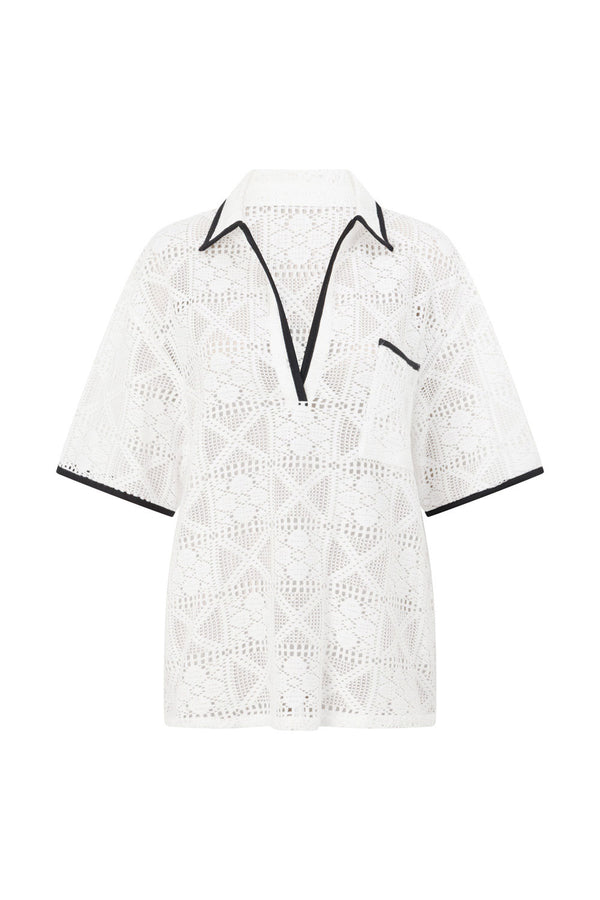 White Lace Collar Short Sleeve Ariana Top