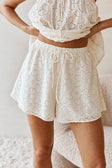 Beige Broderie Elastic Drawstring Hazel Shorts