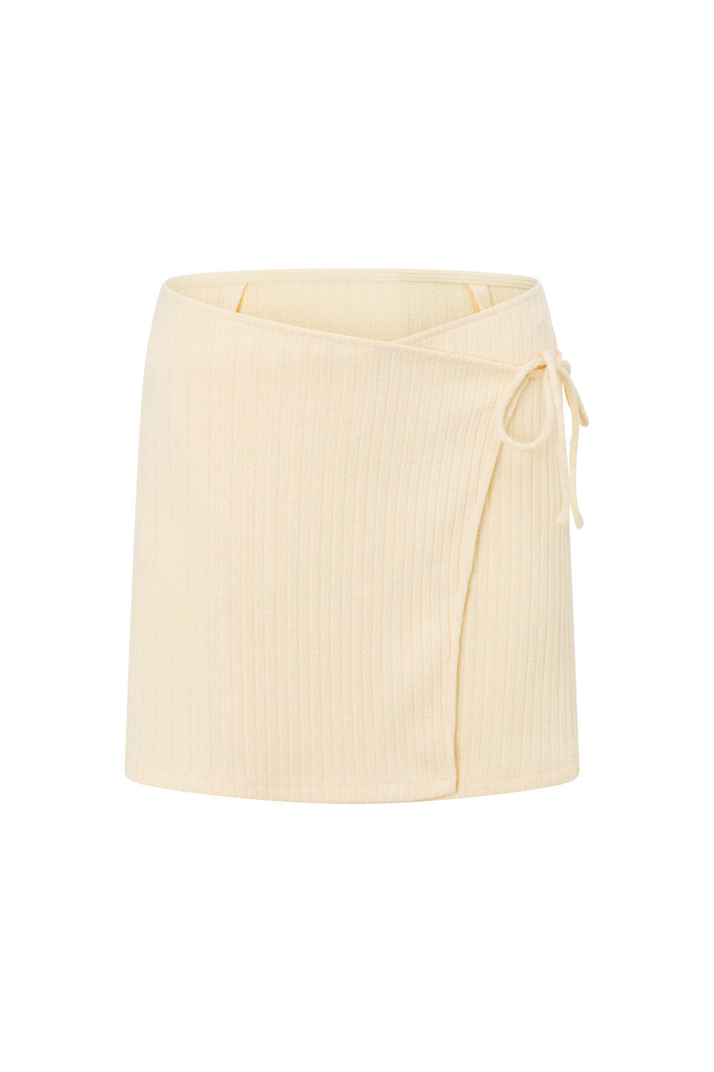 Cream Ribbed Wrap Panel Mini Eryn Skirt