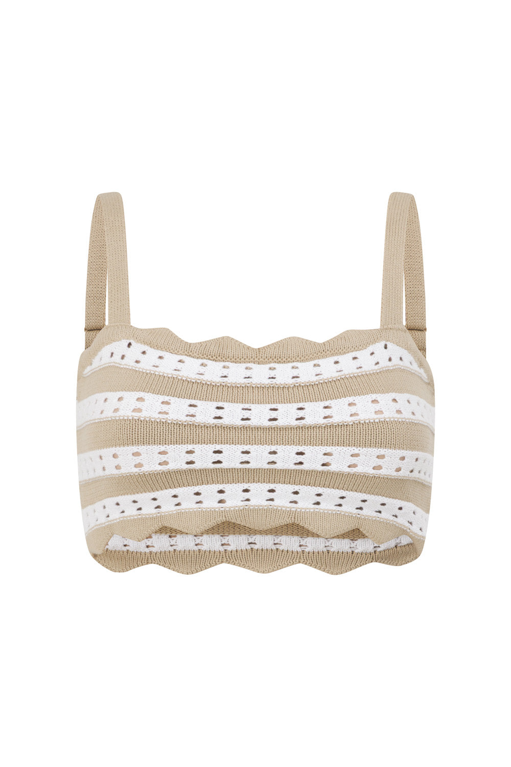 White and Brown Stripe Strappy Aston Crop Top