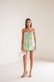 Yellow Blue Floral Adjustable Strappy Tie Jetta Top