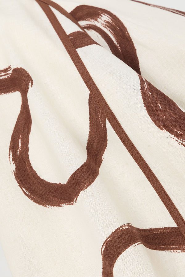 Cream Marbled Mocha Floral V Neck Mini Alfresco Dress