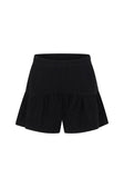 Black High Waist Gathered Flounce Panel Luna Shorts