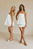 White Cotton Strapless Babydoll Avenue Top